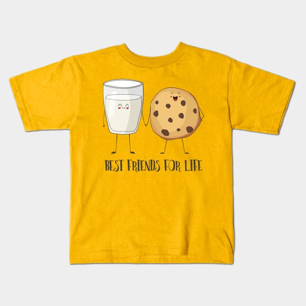 Best Friends for Life- Milk and Cookies Kids T-Shirt by Dreamy Panda Designs